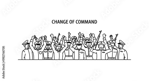 Military Change of Command Ceremony - Officers Celebrate with Raised Arms and Rifles