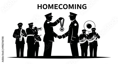 Military Homecoming: Band Plays and Medal Ceremony for Returning Soldier
