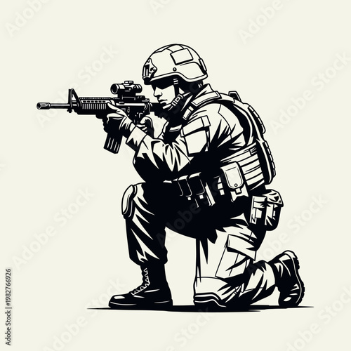 Soldier Aiming Rifle