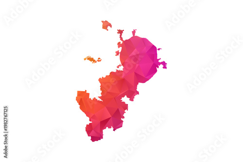 Moscow Map - Polygon Style Vector Illustration in Orange and Pink Gradient, Low Poly Geometric Design, Isolated on White Background for Infographics and Education.