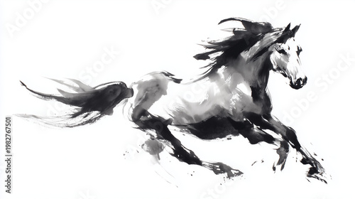 black and white horse