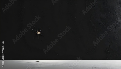 Minimalist Black and White Image of a Single Light Post in a Vast Dark Expanse.