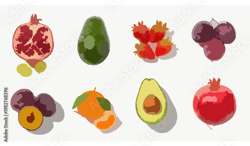 Fresh mixed fruits composition – healthy food and nutrition concept