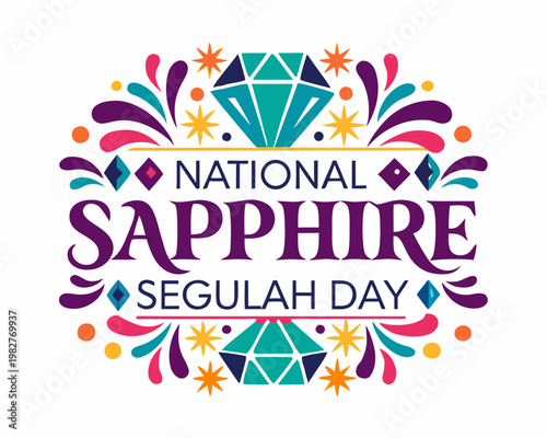 National Sapphire Segulah Day Creative Vector Illustration, Spiritual and Gemstone Theme Design