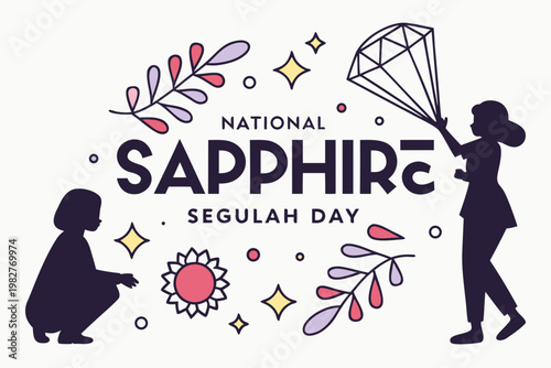 National Sapphire Segulah Day Vector Illustration, Spiritual Gemstone Celebration Design