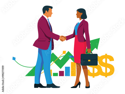 Business people shake hands to finalize a successful contract in this corporate setting.