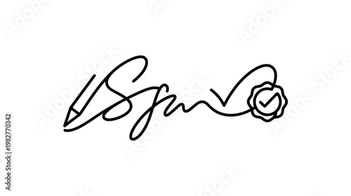Icon of Digital Signature or Handwritten Signature in Vector Style