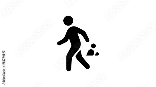 Icon of Person Walking Carrying Grocery Bags Vector Illustration for Shopping and Daily Activities