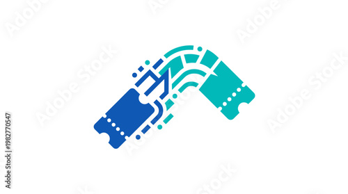 Icon of Two Puzzle Pieces Connecting in a Digital Network Style for Collaboration