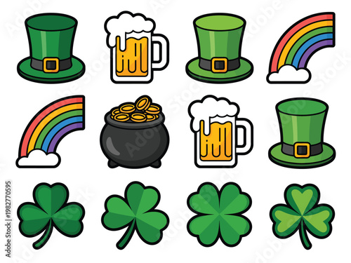 Shamrock icons and festive imagery celebrate the joy of the traditional Irish holiday.