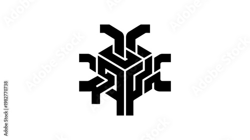 Icon of an Abstract Geometric Brain Illustration in Vector Style for Technology and Innovation