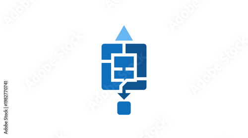 Icon of a Microchip Circuit in Flat Design with Blue Color for Technology and Electronics