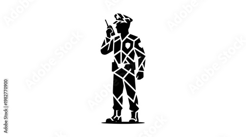Icon of a Geometric Man Standing and Waving in a Modern Digital Style