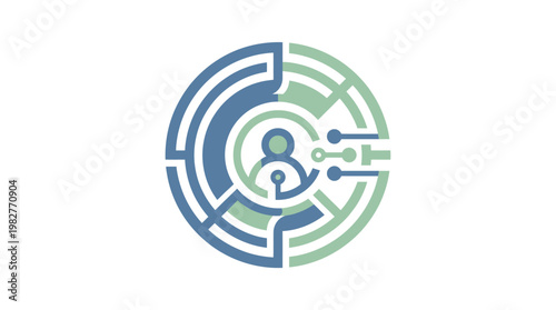Icon of a Circular Circuit Board in Modern Technology Style