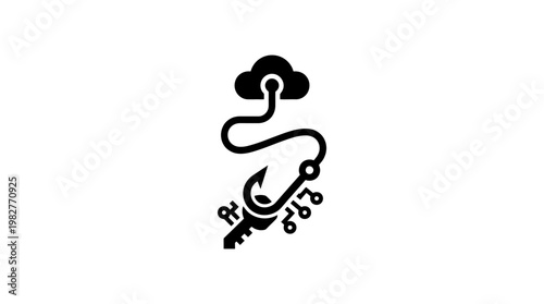 Vector Icon of a Curious Snake with a Cloud and Key in a Minimalist Style
