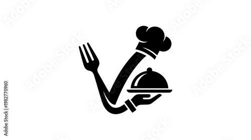 Vector Icon of a Chef Hand Holding a Plated Dish for Culinary and Food Service Concept