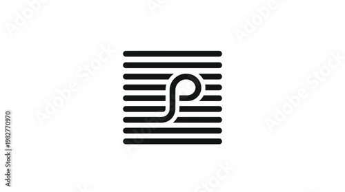 Icon of Musical Note With Horizontal Lines in Minimalist Vector Style