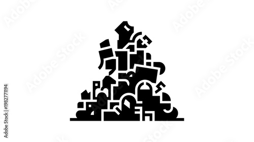 Icon of a Pile of Cracked Stones or Rubble in Flat Vector Style for Construction or Damage Concepts