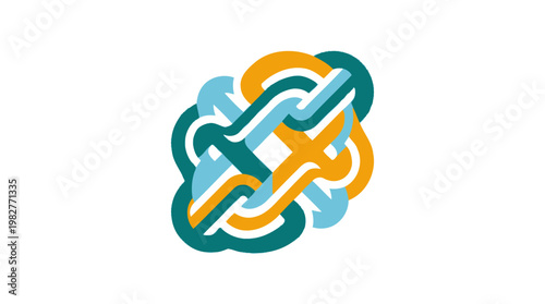 Vector Icon of Intertwined Knotted Loop for Connection and Collaboration