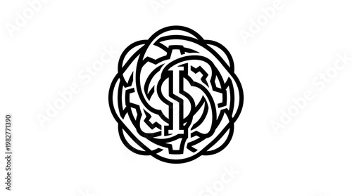 Icon of a Complex Brain Neural Network in Line Art Style for Technology and Science Themes