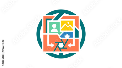 Vector Icon of Media Gallery with Photos and Images in Modern Style