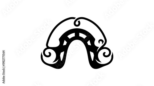 Icon of Traditional Decorative Iron Gate with Curved Design in Vector Style