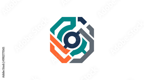 Vector Icon of Abstract Camera Lens or Gear for Photography or Technology Themes