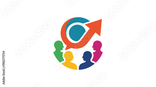 Colorful Team Collaboration Icon Vector Illustration for Business and Teamwork Concepts