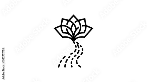 Vector Icon of Lotus Flower with Ripple Water Effect for Wellness and Spirituality Designs