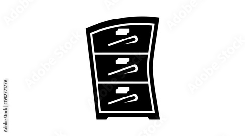 Icon of Filing Cabinet Storage Drawer Vector Illustration for Office Organization