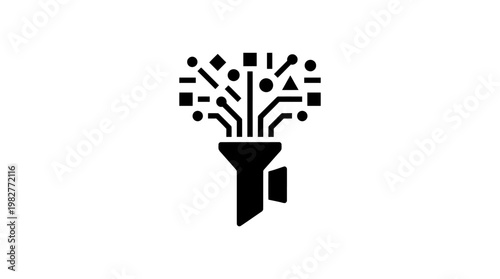Icon of a Growing Plant with Digital Circuitry Design for Technology and Innovation Concepts