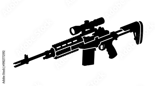 Vector Icon of a Modern Assault Rifle for Military and Tactical Applications