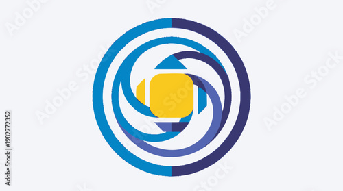 Vector Icon of Camera Lens with Circular Swirling Effects for Photography and Media Apps