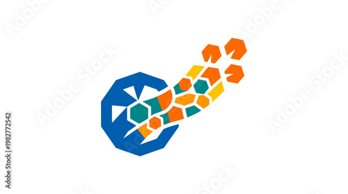 Vector Icon Depicting Fragmented Globe with Digital Data Particles for Technology and Data Security