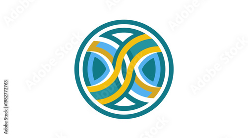 Icon of Interwoven Circular Lines in Abstract Logo Design Style