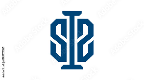 Icon of a Geometric Monogram in Blue for Logo Design and Branding