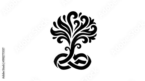 Vector Icon Of A Tree With Curved Branches And Roots In Elegant Style