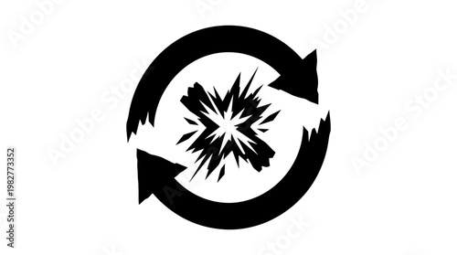 Icon of Refresh Circle with Arrows and Spark in Flat Style for Web and App Design