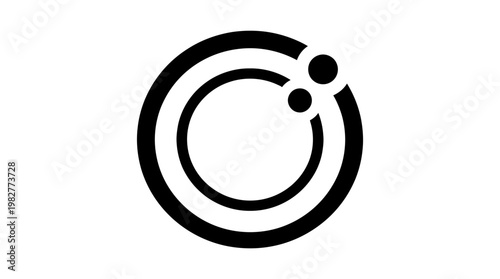 Icon of Circular Target with Two Dots in Simple Black and White Style