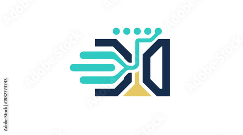 Icon of Brain with Digital Circuitry and Technology Connections in Modern Vector Style