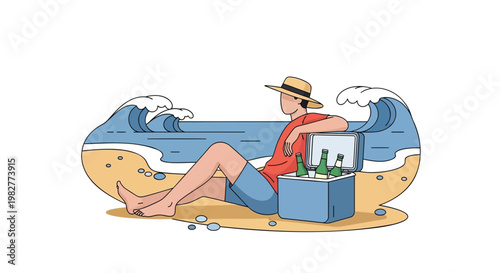 Remote work, beach relaxation, summer vacation, digital nomad, laptop on sand