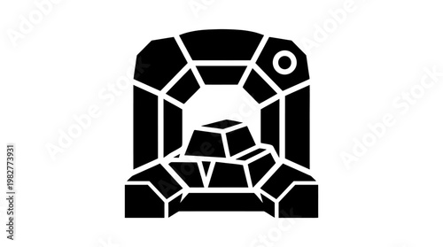 Vector Icon of Mars Rover Exploring Alien Planet Surface in Futuristic Style