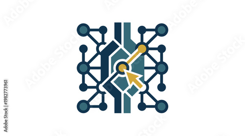 Icon of Digital Circuitry and Technology Connection in Modern Style