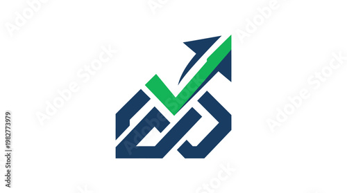 Icon of Growth Chart with Upward Arrow and Increasing Data Trends in Flat Style