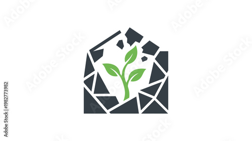 Eco-Friendly Environment Icon vector illustration of growing plant in a sustainable concept