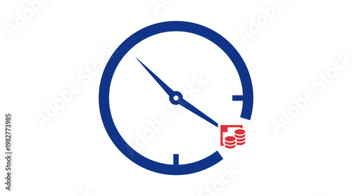 Icon of Speedometer Gauge with Coin Stack for Financial Growth and Performance Metrics