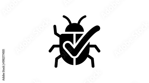 Vector Icon of Bug with Checkmark for Virus-Free or Security Certification