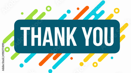 Colorful abstract thank you text on a modern white background
