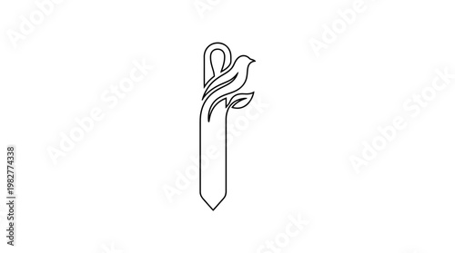 Elegant Vector Icon of a Swirling Fountain Pen with Artistic Flourish