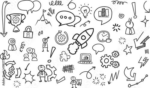 Startup Concept with Rocket & Puzzle